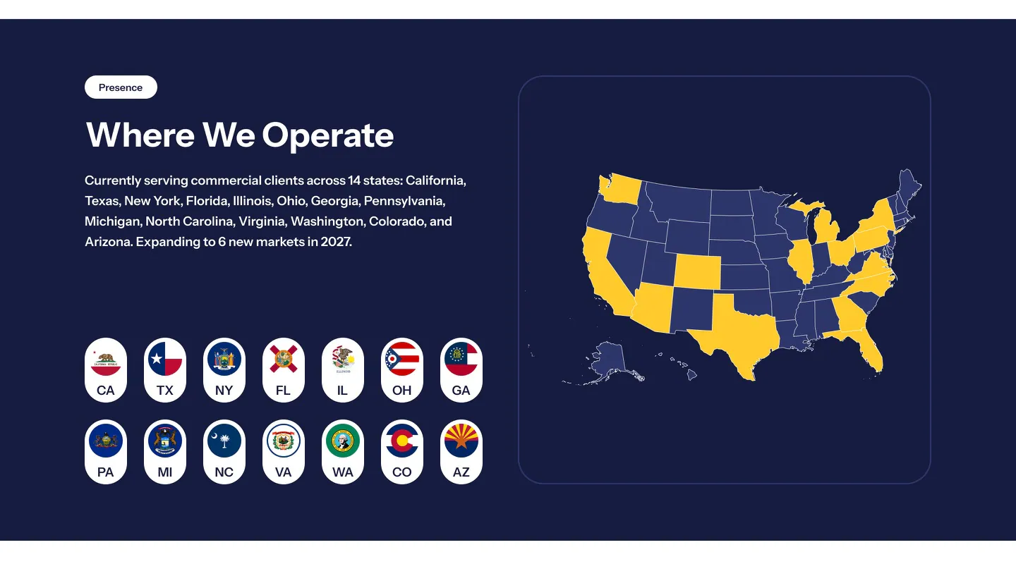 Clarisphere coverage section with a map of states served
