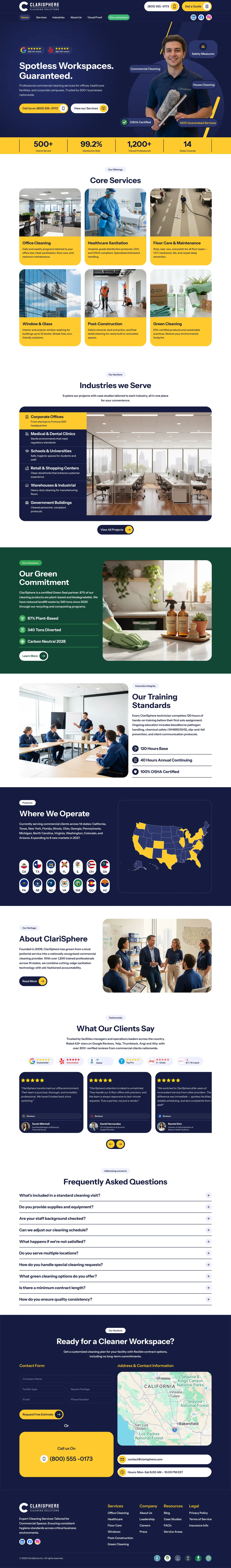 Clarisphere Commercial Services desktop view